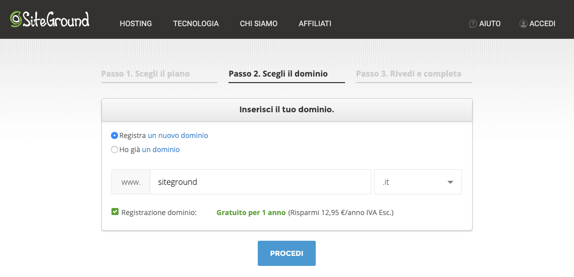scegliere nome dominio wordpress